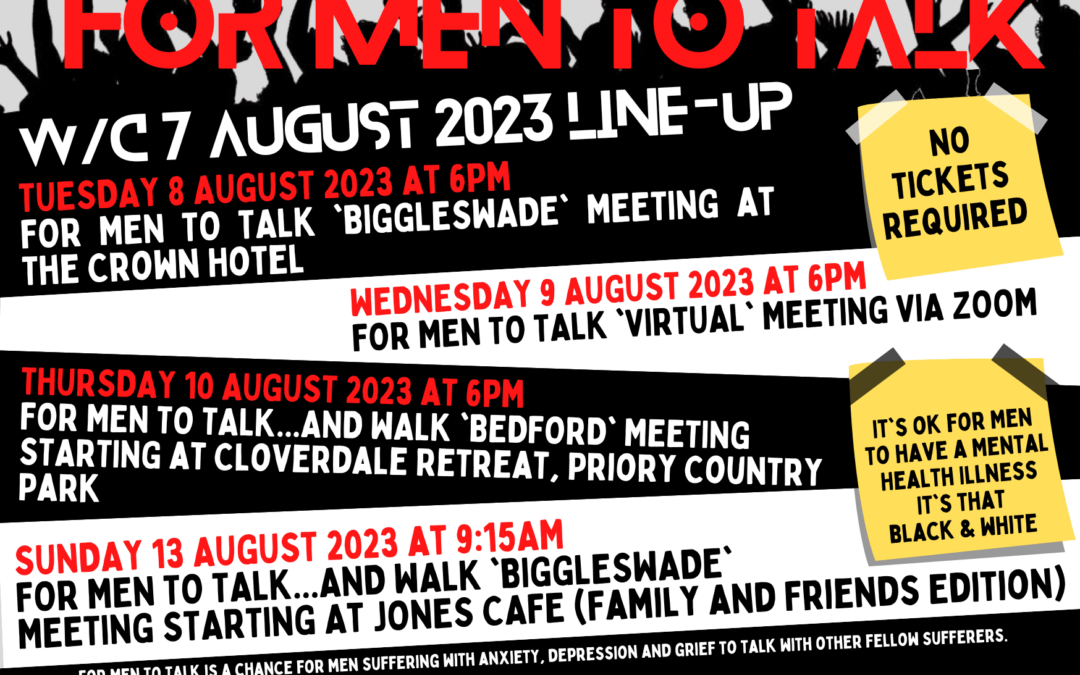 ‘For Men To Talk’ w/c 7 August 2023 Meetings