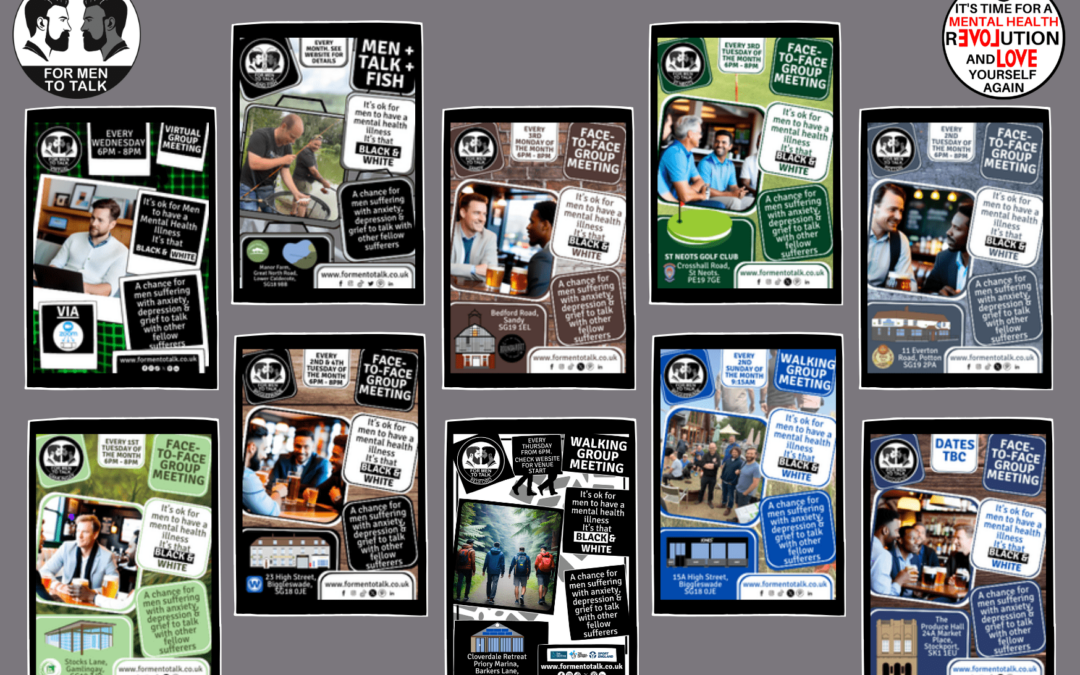 Download the new ‘For Men To Talk’ virtual, walking, fishing and face-to-face meetings posters