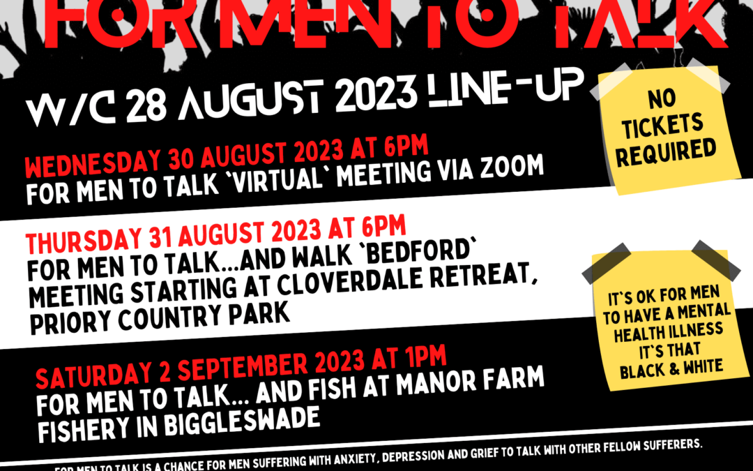 ‘For Men To Talk’ w/c 28 August 2023 Meetings