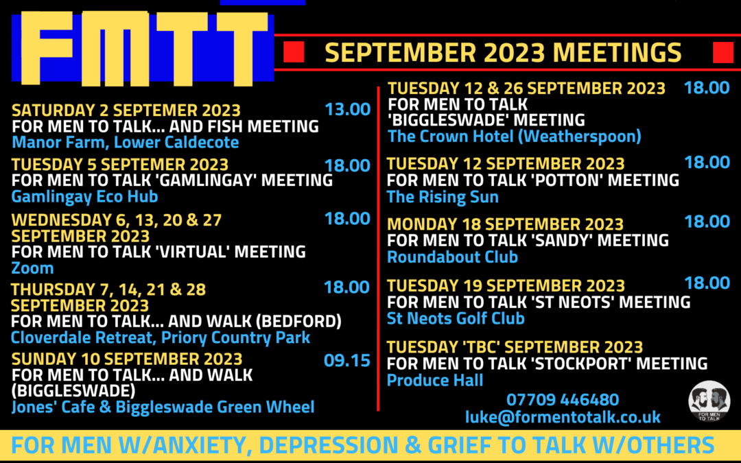 ‘For Men To Talk’ September 2023 Meetings