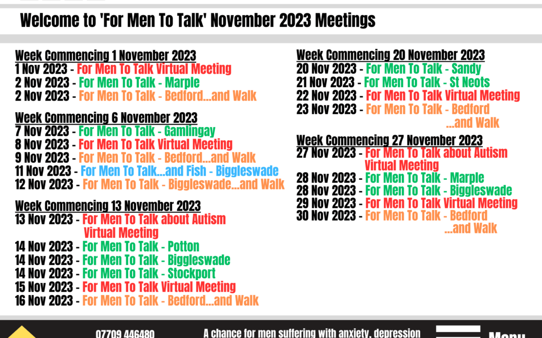 ‘For Men To Talk’ November 2023 Meetings