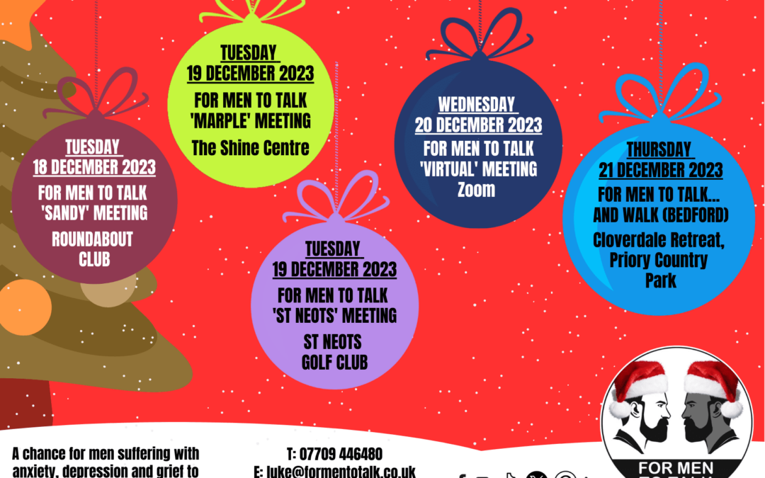 ‘For Men To Talk’ w/c 18 December 2023 Meetings 
