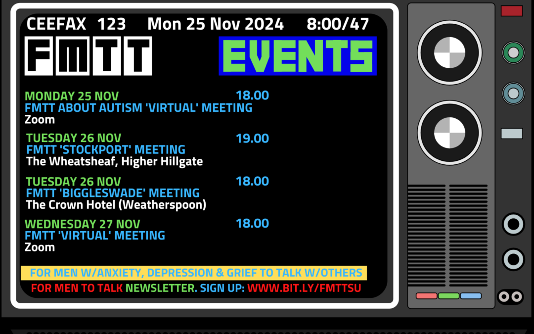 ‘For Men To Talk’ w/c 25 November 2024 Meetings 