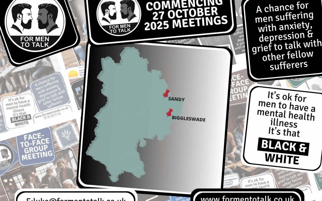 You’re Not Alone: ‘For Men To Talk’ – Meetings Week of 27 October 2025