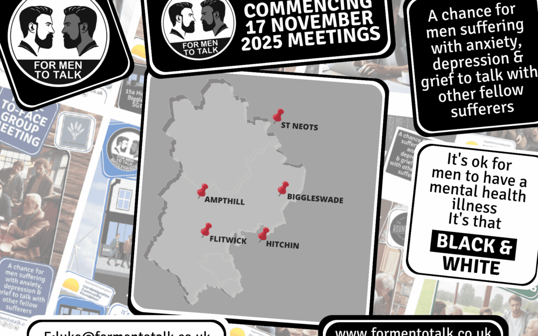 Strength through conversation. Upcoming support meetings – ‘For Men To Talk’ week commencing 17 November 2025