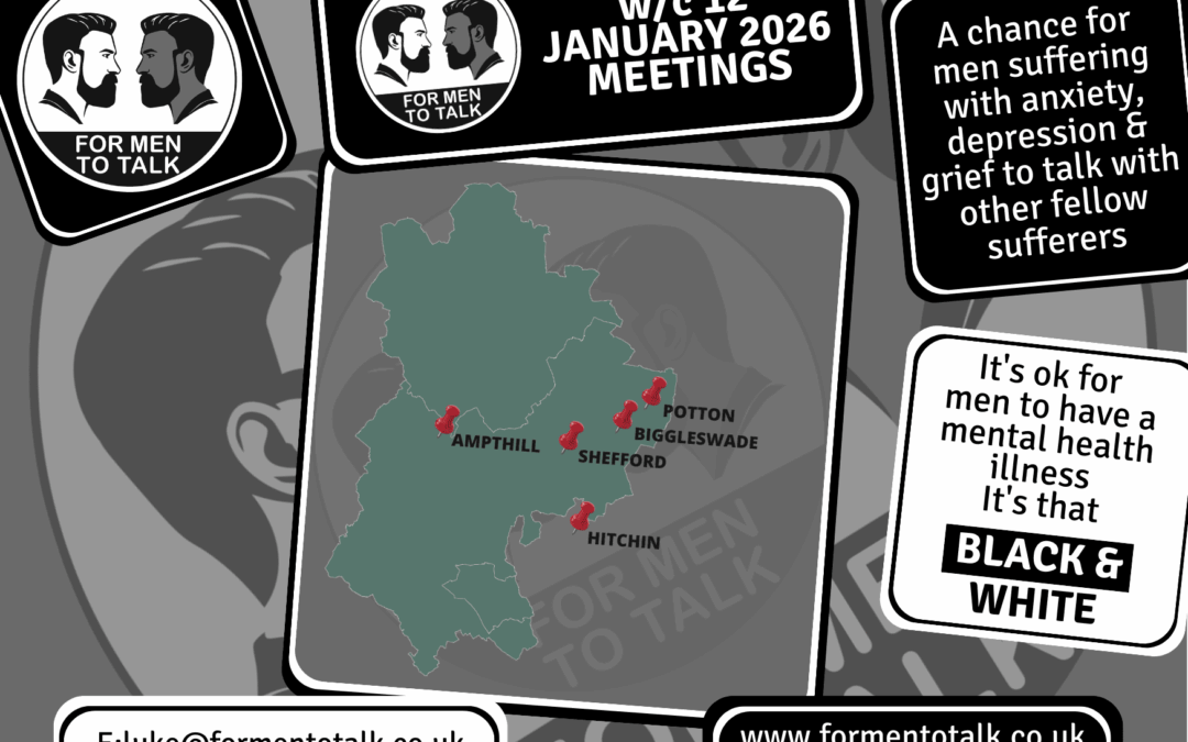 ‘For Men To Talk’. Join us this week, week commencing 12 January 2026 Meetings