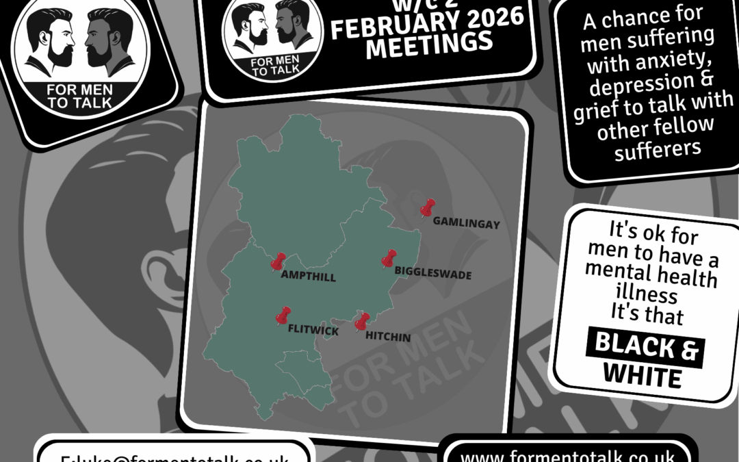 For Men To Talk: Weekly Men’s Mental Health Support for week commencing 2 February 2026