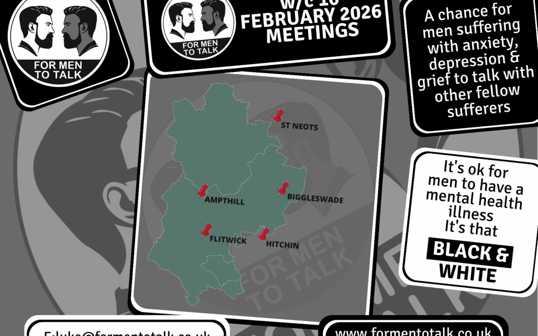 For Men To Talk: Peer Support for Men’s Mental Health for week commencing 16 February 2026