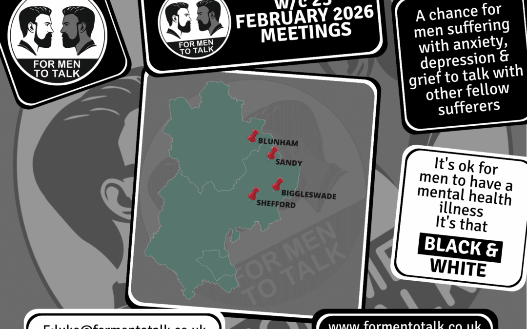 For Men To Talk: Talking, Listening and Support for week commencing 23 February 2026