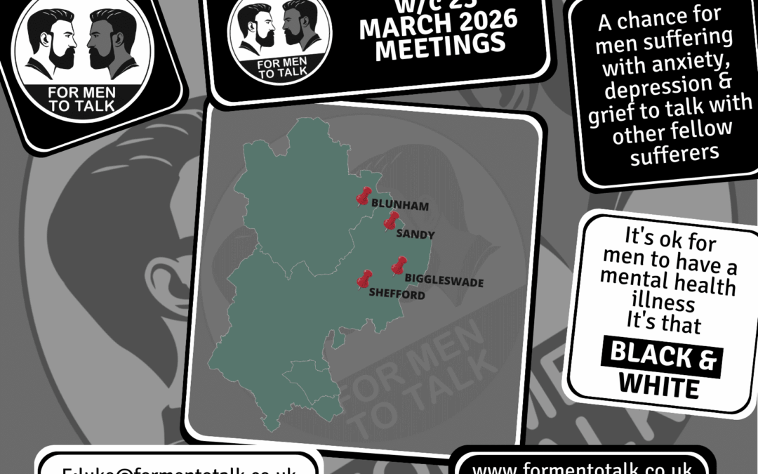 For Men To Talk: Talking, Listening and Support for week commencing 23 March 2026